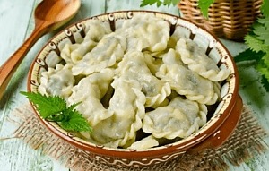 Постные вареники с толченкой