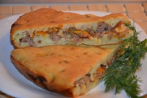 Быстрый пирог с фаршем