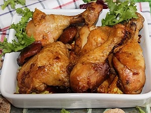 Куриные окорочка с инжиром в рукаве