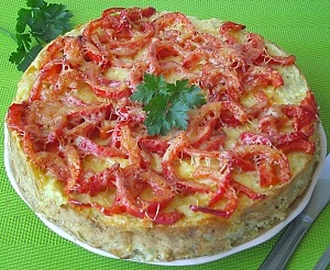 Картофельный пирог с болгарским перцем и сыром