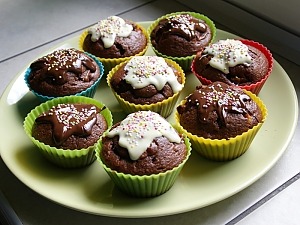 Шоколадные маффины с бананом
