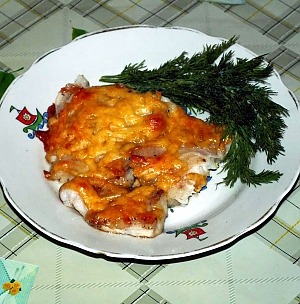 Морской язык, запеченный с сыром